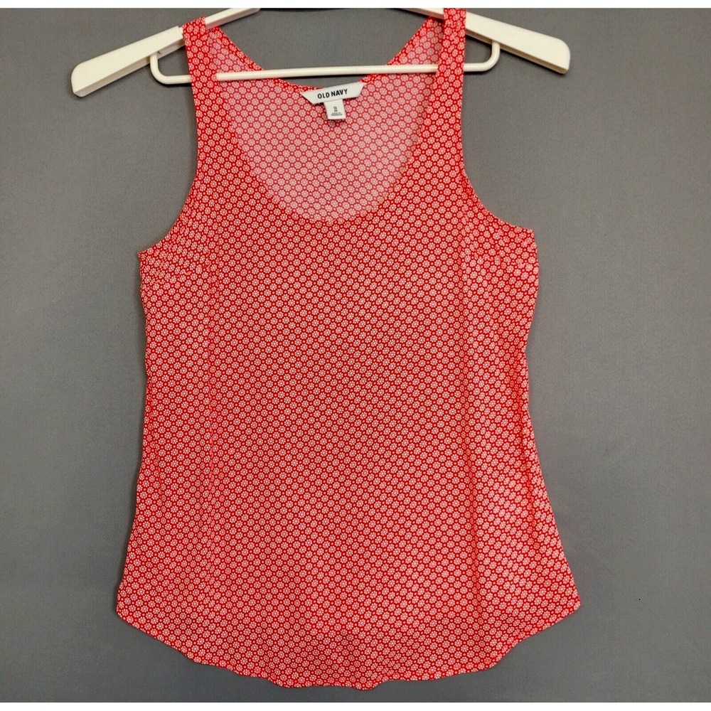 Old Navy Tank Top Floral Geometric Sleeveless Womens Size XS Red White
